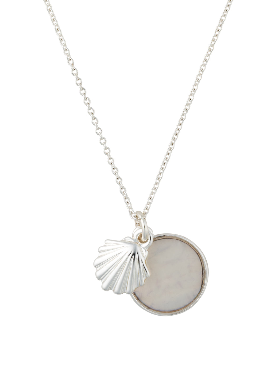 seaside mother of pearl swing scallop shell necklace silver