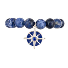 Load image into Gallery viewer, point judith compass rose beaded stretch blue
