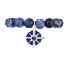 Load image into Gallery viewer, point judith compass rose beaded stretch blue