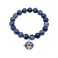 Load image into Gallery viewer, point judith compass rose beaded stretch blue