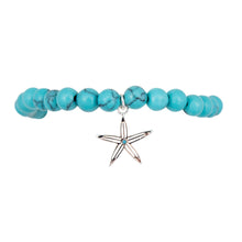 Load image into Gallery viewer, sea bright sea star turquoise stretch bracelet gold
