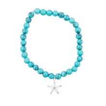 Load image into Gallery viewer, sea bright sea star turquoise stretch bracelet gold