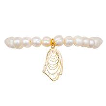 Load image into Gallery viewer, narragansett pearl and oyster stretch bracelet gold