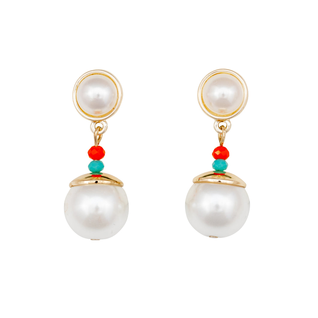 cape pearl post drop earrings gold