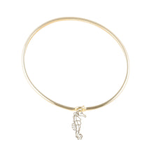 Load image into Gallery viewer, mattapoisett seahorse bangle gold