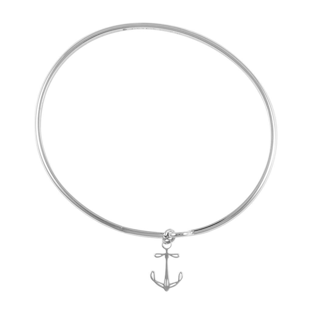 silver bangle with anchor charm