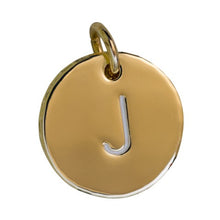 Load image into Gallery viewer, the beach and back gold charm with letter J
