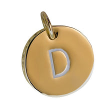 Load image into Gallery viewer, the beach and back gold charm with letter D
