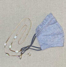 Load image into Gallery viewer, convertible mask chain glasses chain with abalone ovals and blue mask