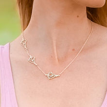 Load image into Gallery viewer, the beach and back triple conch shell adjustable gold necklace on model