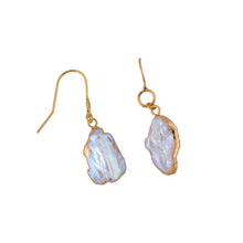 Load image into Gallery viewer, ocean springs organic shape oval drop pearl earrings