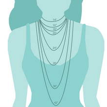 Load image into Gallery viewer, the beach and back necklace length guide