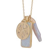 Load image into Gallery viewer, mantoloking charm necklace with white opal pendant freshwater stick pearl and starfish charm