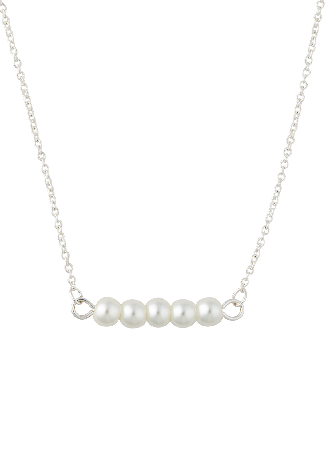 seaside pearl mini bar necklace silver