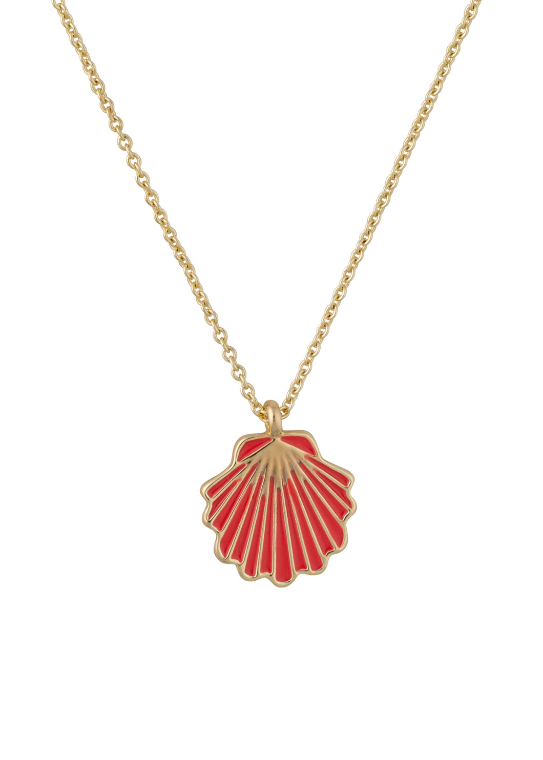 seaside coral seashell pendant necklace