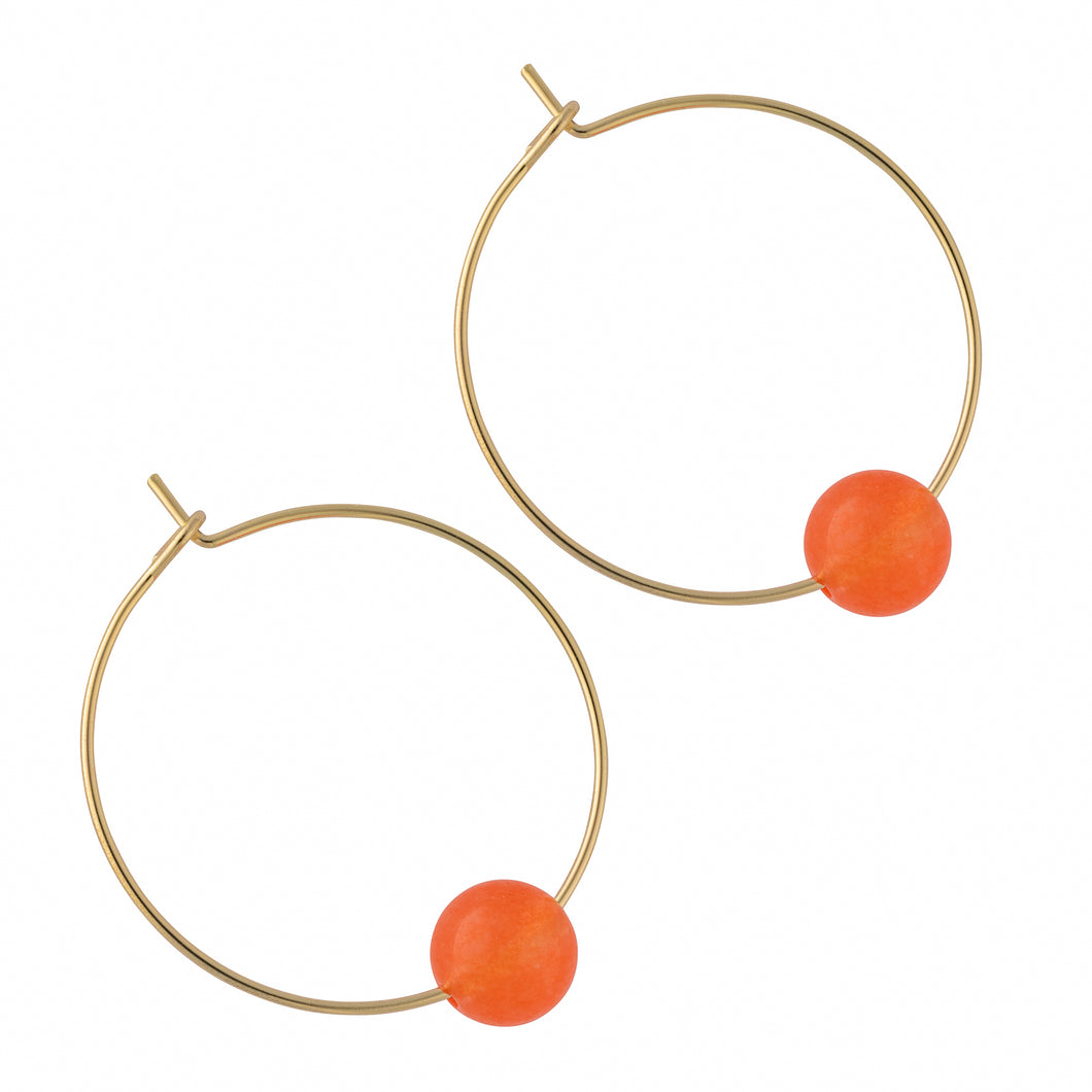 seaside coral hoop earrings