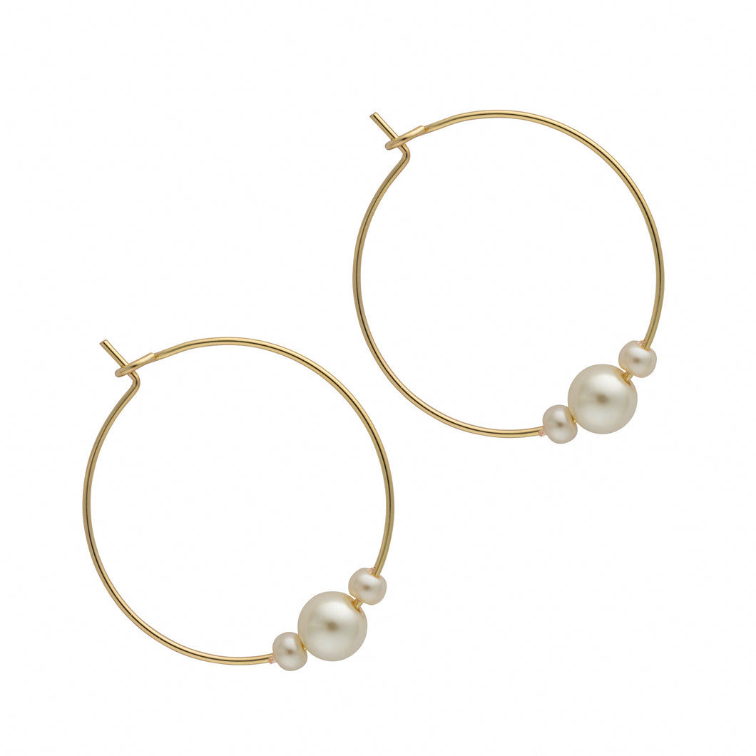cape pearl hoop earrings gold