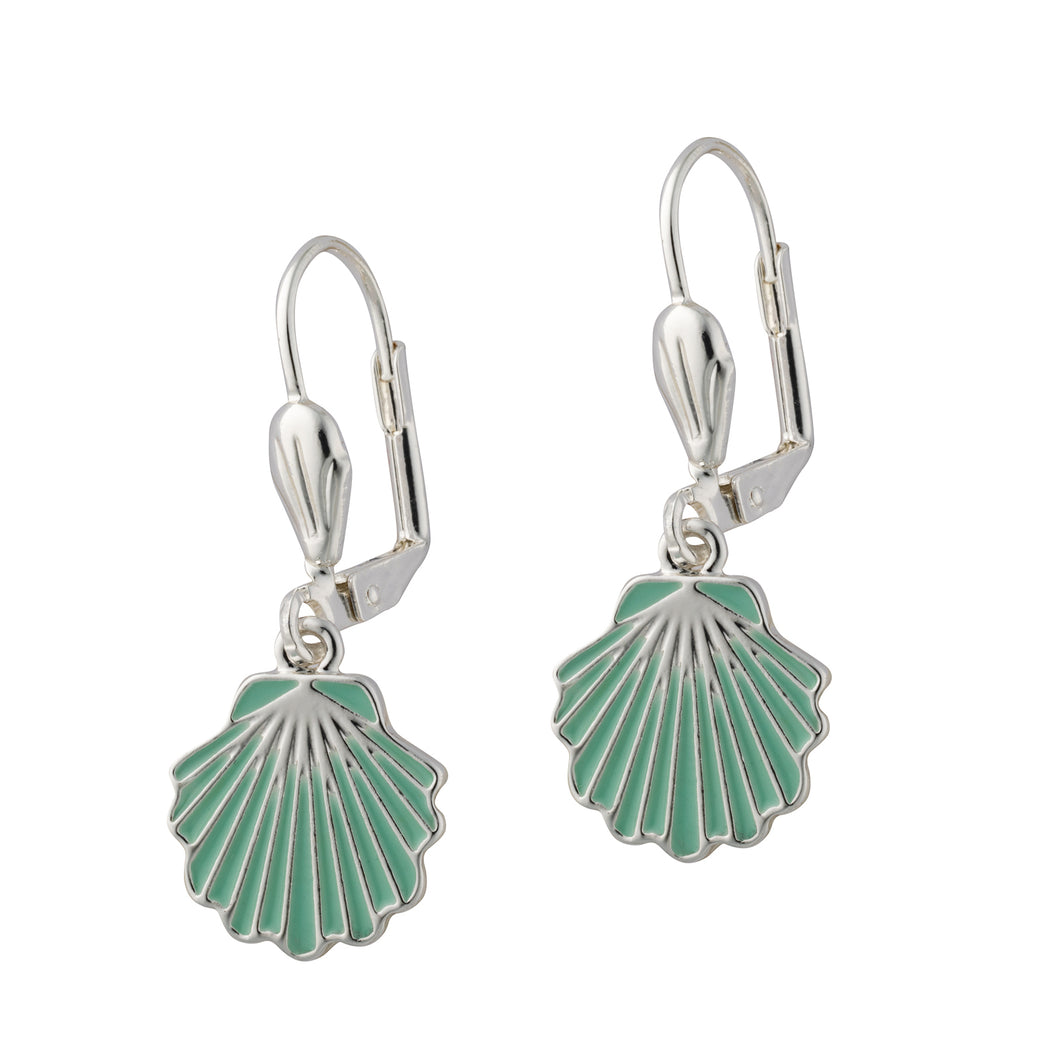 seaside mint shell leverback drop earrings
