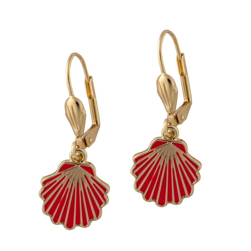 seaside leverback coral shell drop earrings