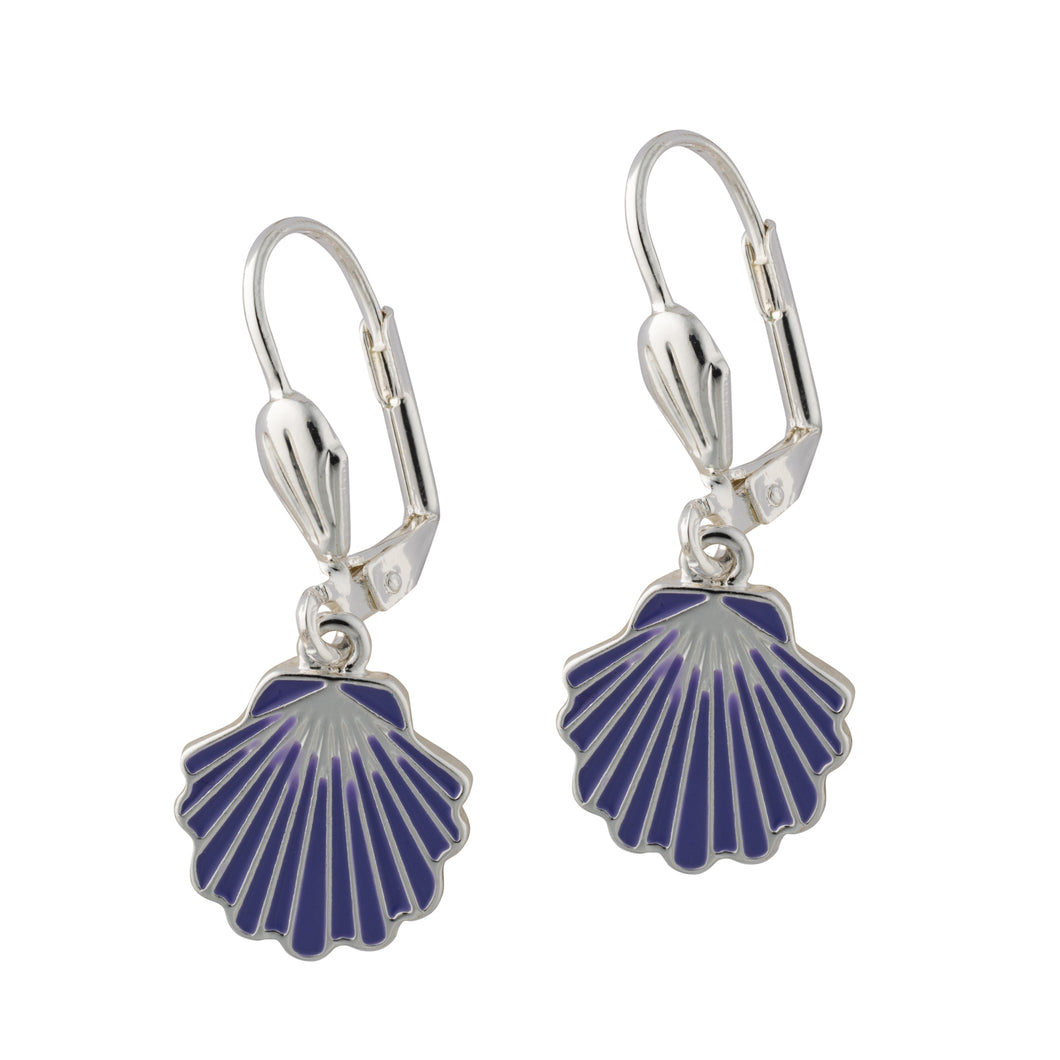 seaside lavendar shell leverback drop earrings