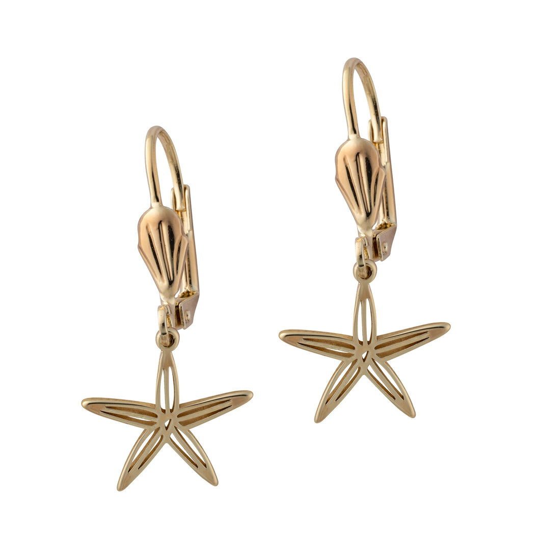 sea bright sea star leverback earrings gold
