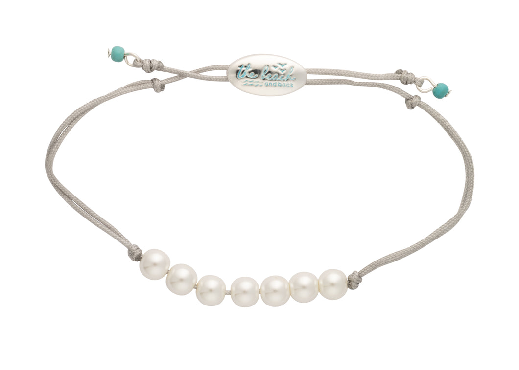 seaside pearl beaded slider bracelet silver