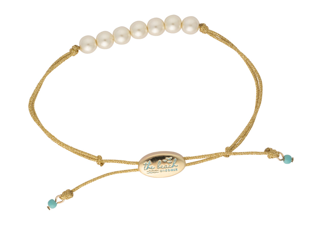 seaside pearl beaded slider bracelet gold