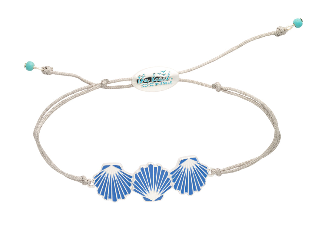 seaside triple shell slider bracelet silver blue