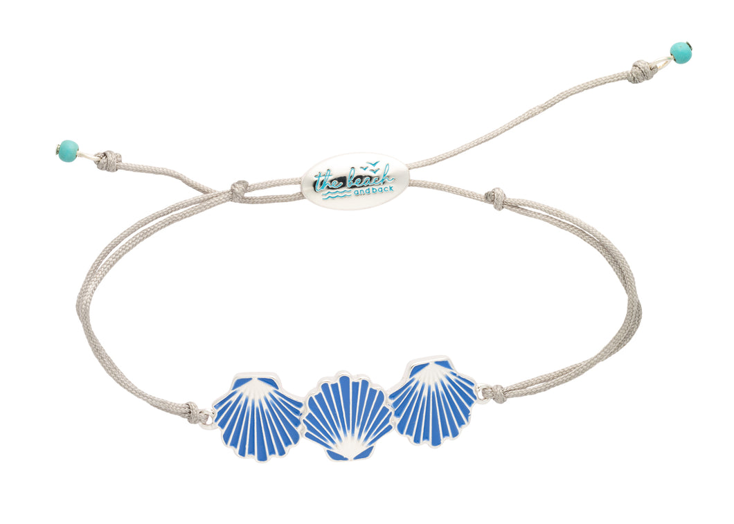seaside triple shell slider bracelet silver blue