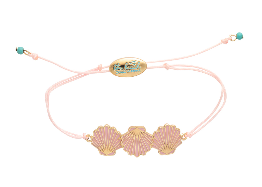 seaside triple shell slider bracelet gold pink