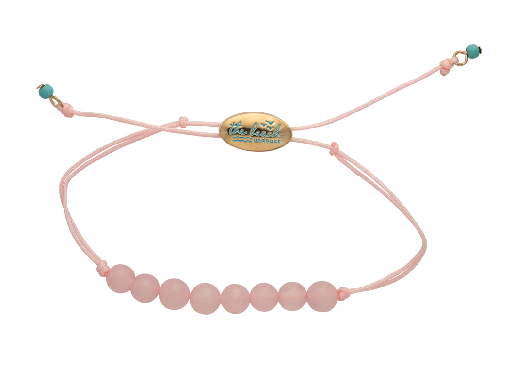 seaside pink rose quartz slider bracelet