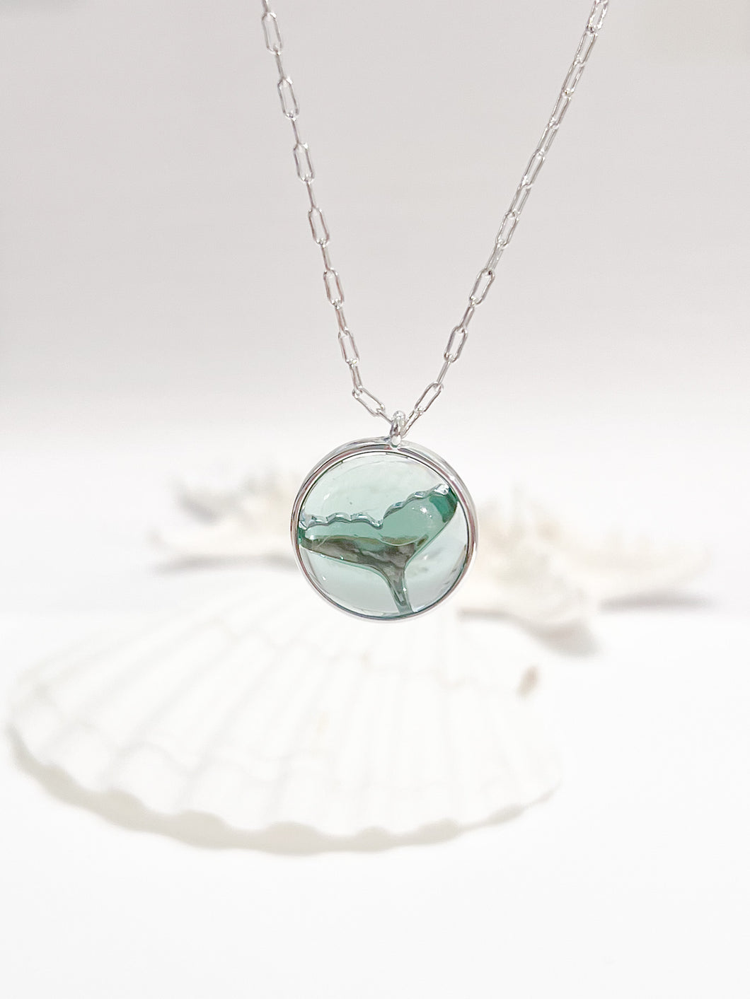 hyannis whale pendant necklace - silver