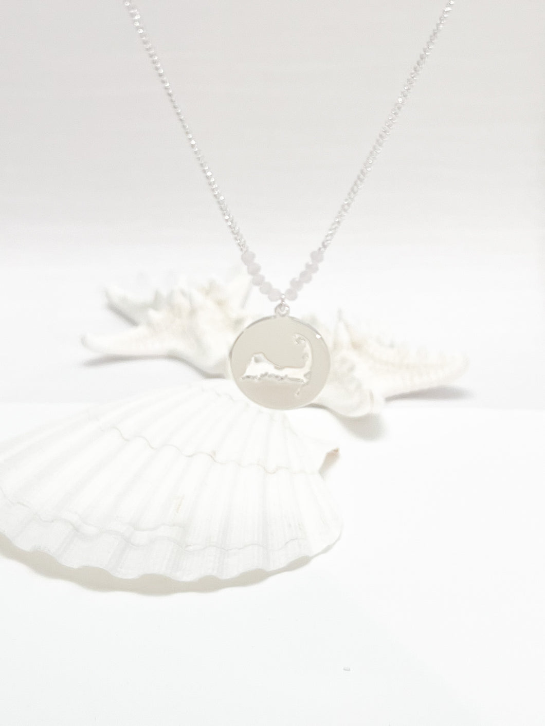 cape cod coin necklace silver and pink