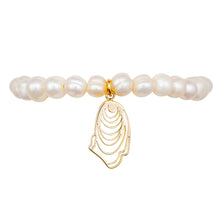 Load image into Gallery viewer, narragansett pearl and oyster stretch bracelet gold
