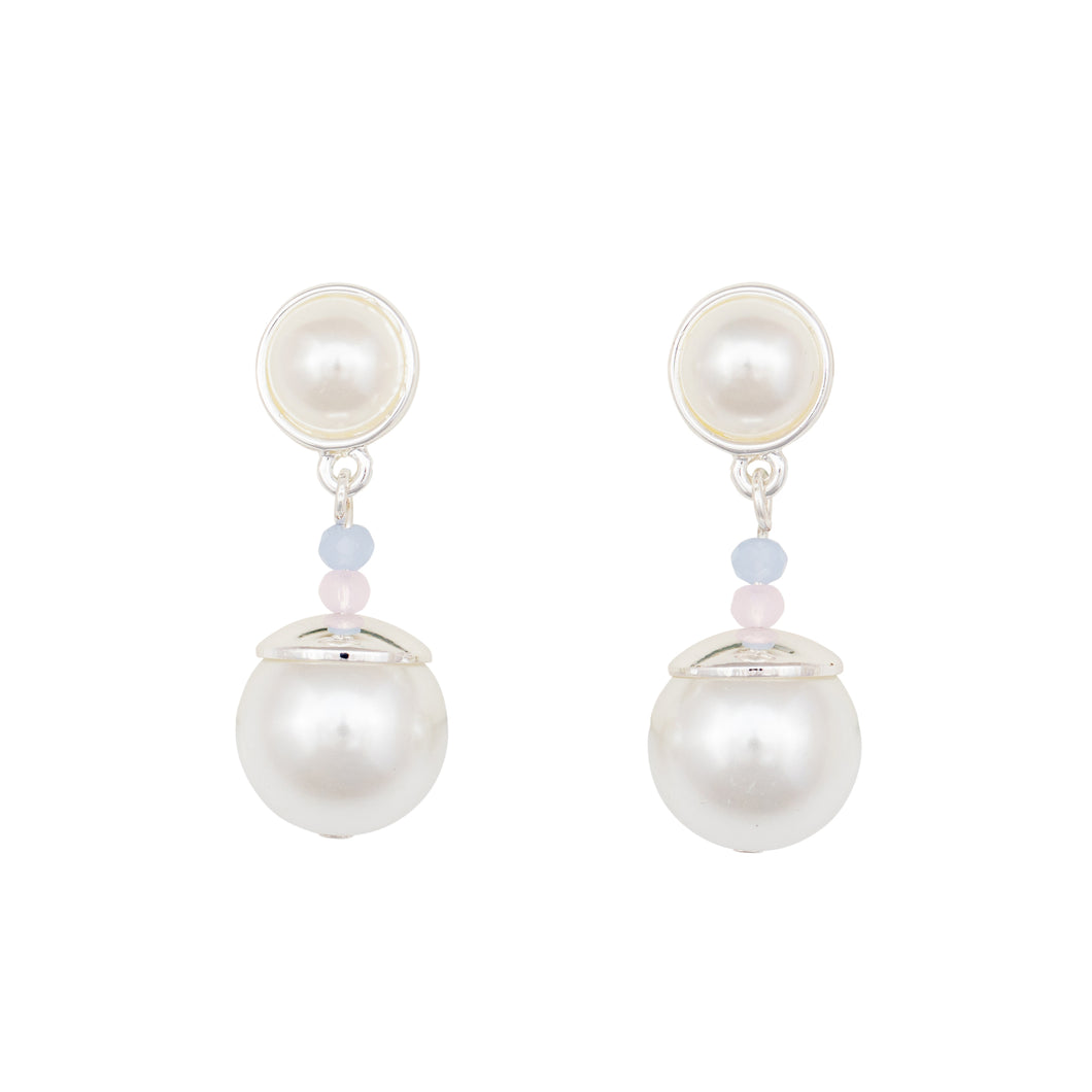 cape cod pearl post drop earrings silver
