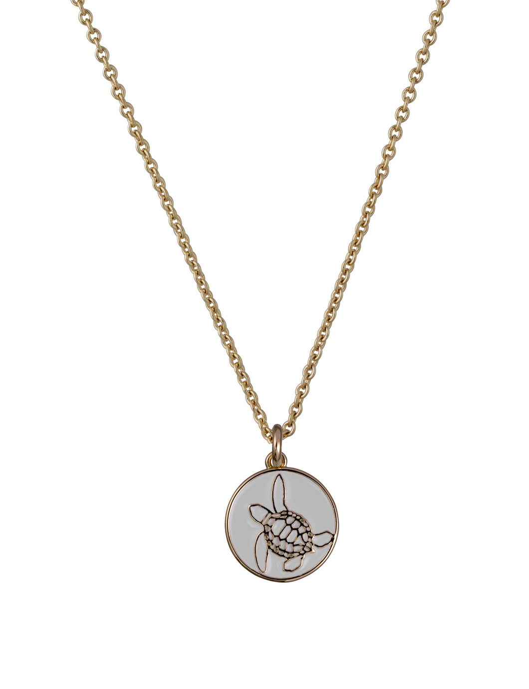 bald head island  turtle coin necklace cream gold