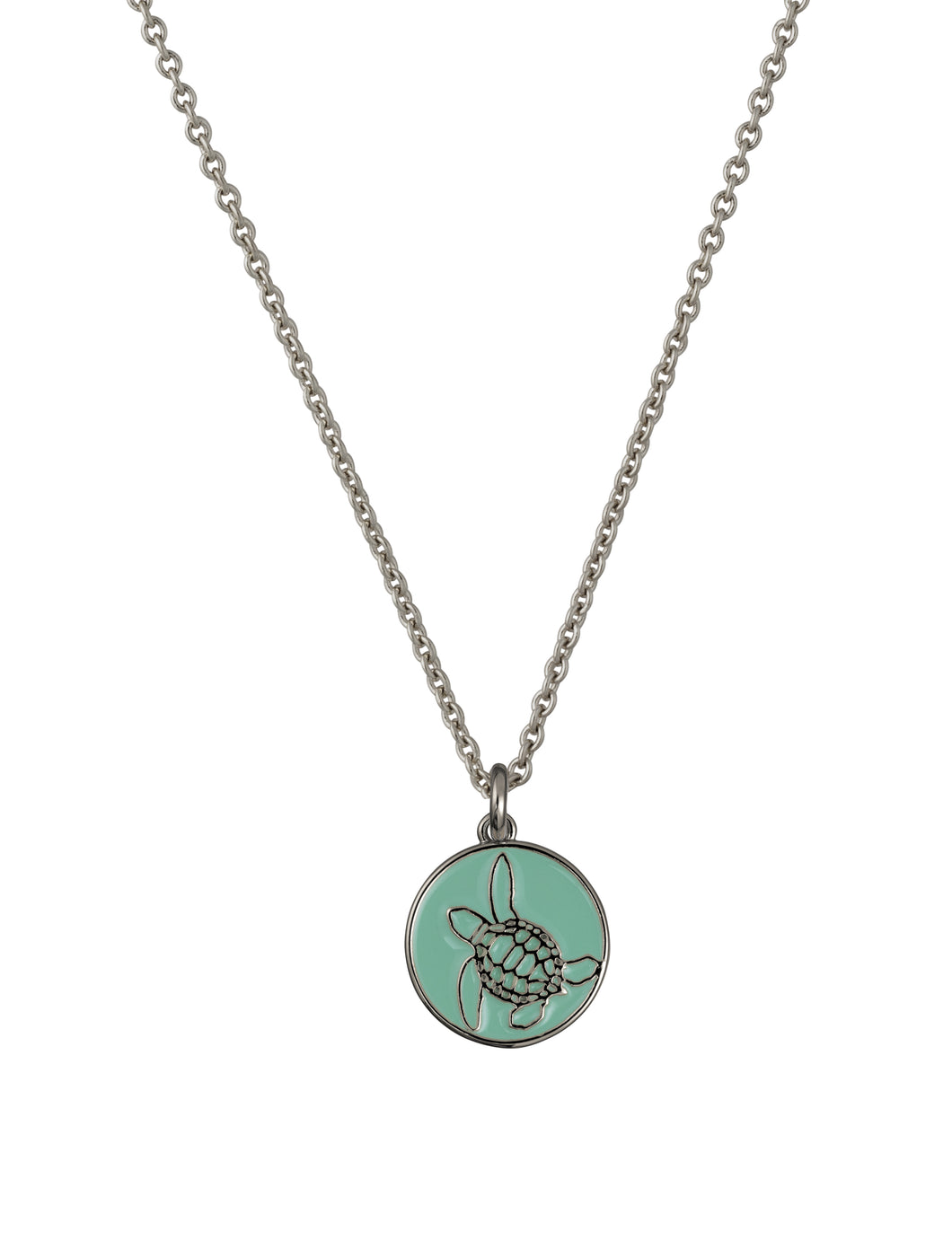 bald head island  turtle coin necklace mint silver