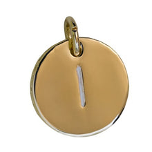 Load image into Gallery viewer, the beach and back gold disc charm with letter I
