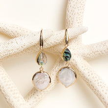 Load image into Gallery viewer, ocean springs abalone shell and irregular freshwater disc pearl earrings

