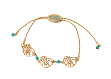 Load image into Gallery viewer, ocracoke  triple slider bracelet with atlantic natica shells with turquoise accents  tbabbr0007-gold
