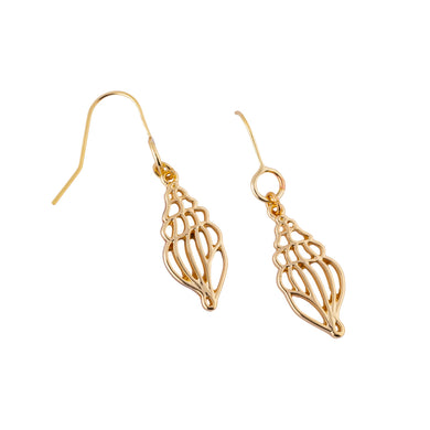 marco island tulip shell drop earrings on loop wire