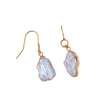 Load image into Gallery viewer, ocean springs organic shape oval drop pearl earrings
