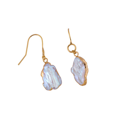 ocean springs organic shape oval drop pearl earrings