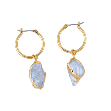 ocean springs organic shape pearl hoop drop earrings