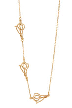 Load image into Gallery viewer, gold three conch shells on adjustable chain necklace

